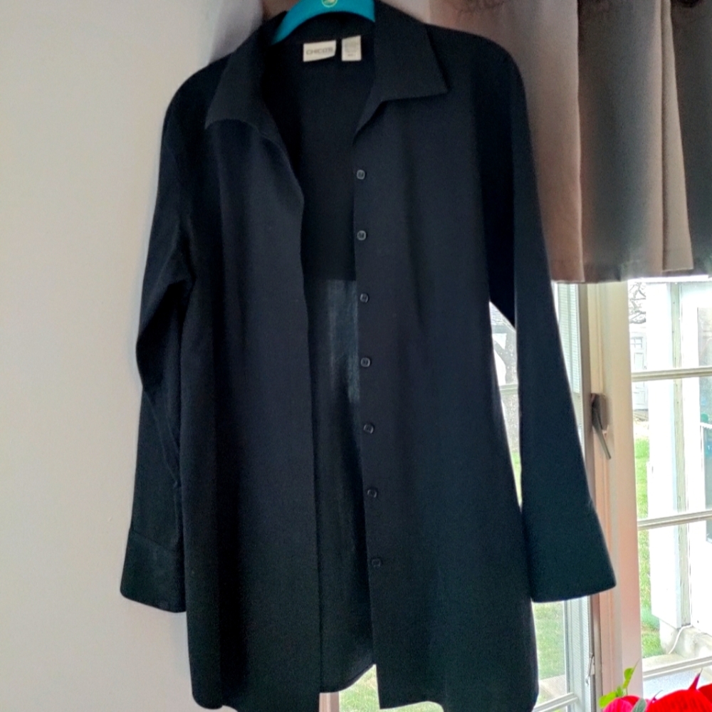 Stunning Vintage Chico long black tuxedo shirt size 8/10 - Picture 2 of 4